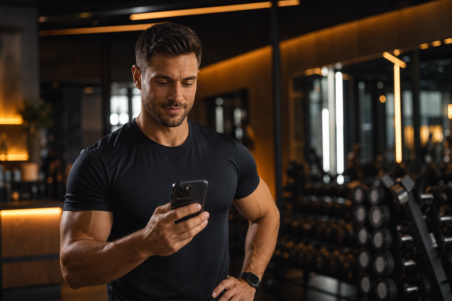 Personal trainer checking a new booking notification